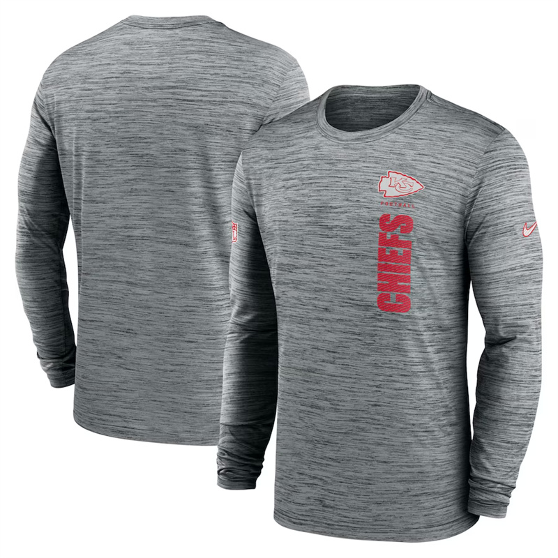 Men's Kansas City Chiefs Grey 2024 Sideline Team Velocity Performance Long Sleeve T-Shirt Men's Kansas City Chiefs Grey 2024 Sideline Team Velocity Performance Long Sleeve T-Shirt
